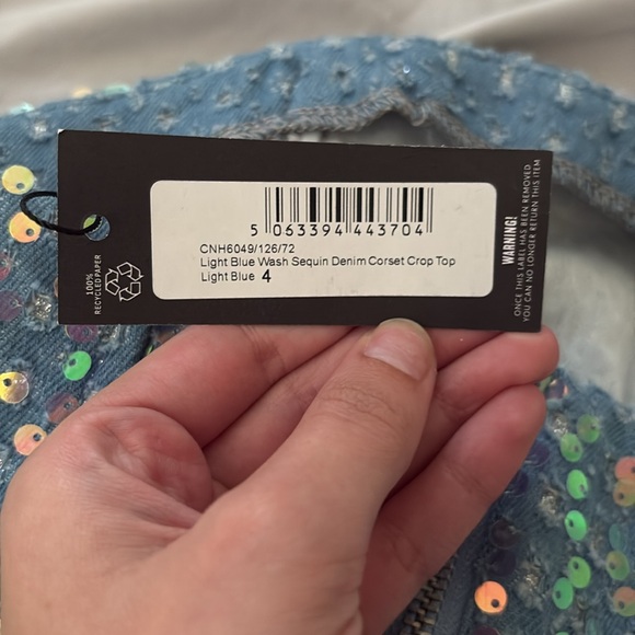 Pretty Little Thing Denim Corset Megan Moroney Top - Picture 4 of 4